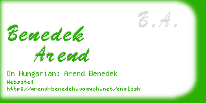benedek arend business card